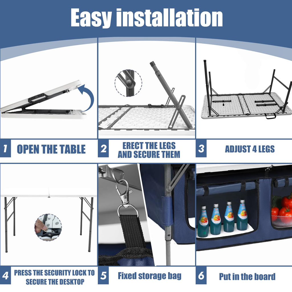 Foldable Camping Table with Storage M6795