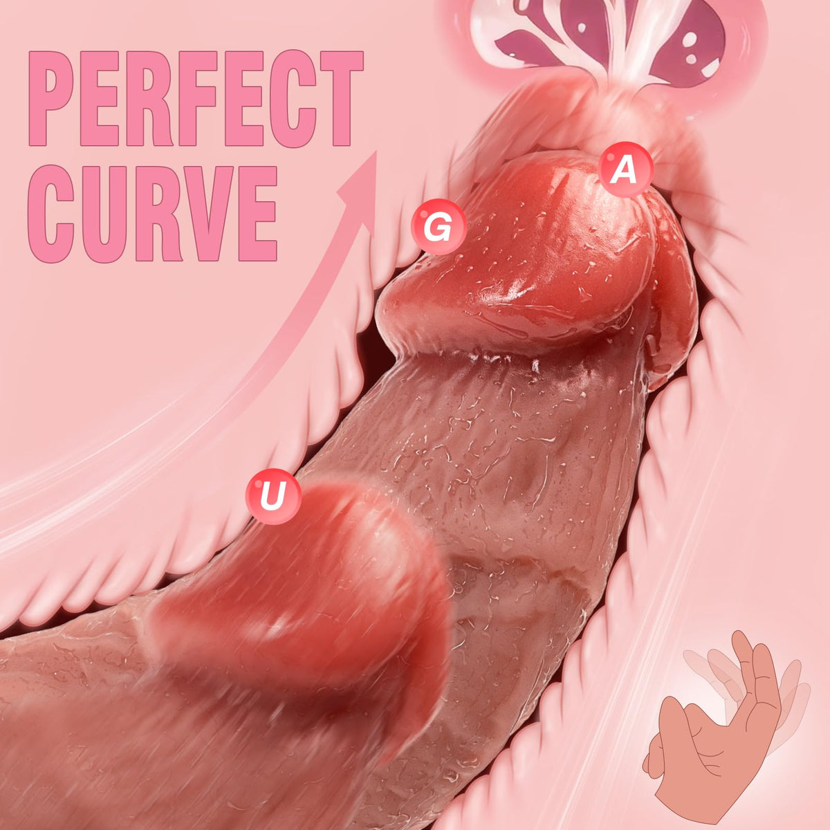 8.5" Curved Dual Density Silicone Dildo with Suction Cup K591690