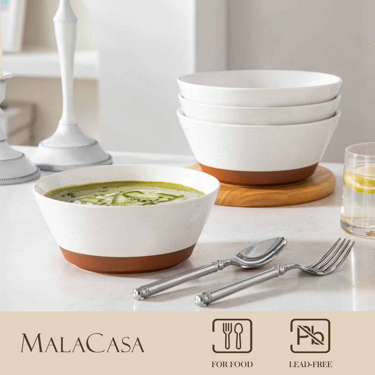 Ceramic Soup Bowl Set of 4 and Baking Dish W73223