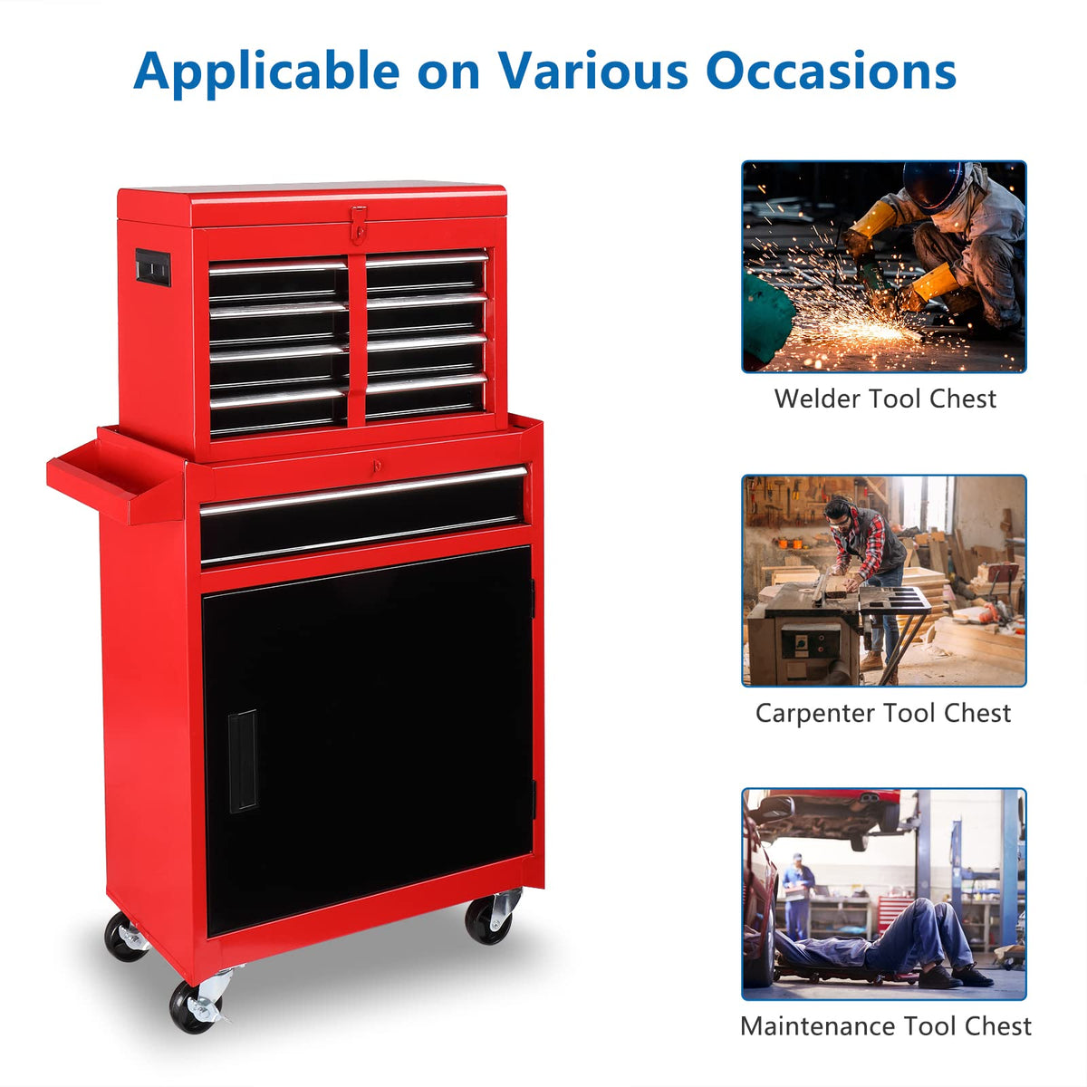 5 Drawer Rolling Tool Chest with Lockable Wheels K70579