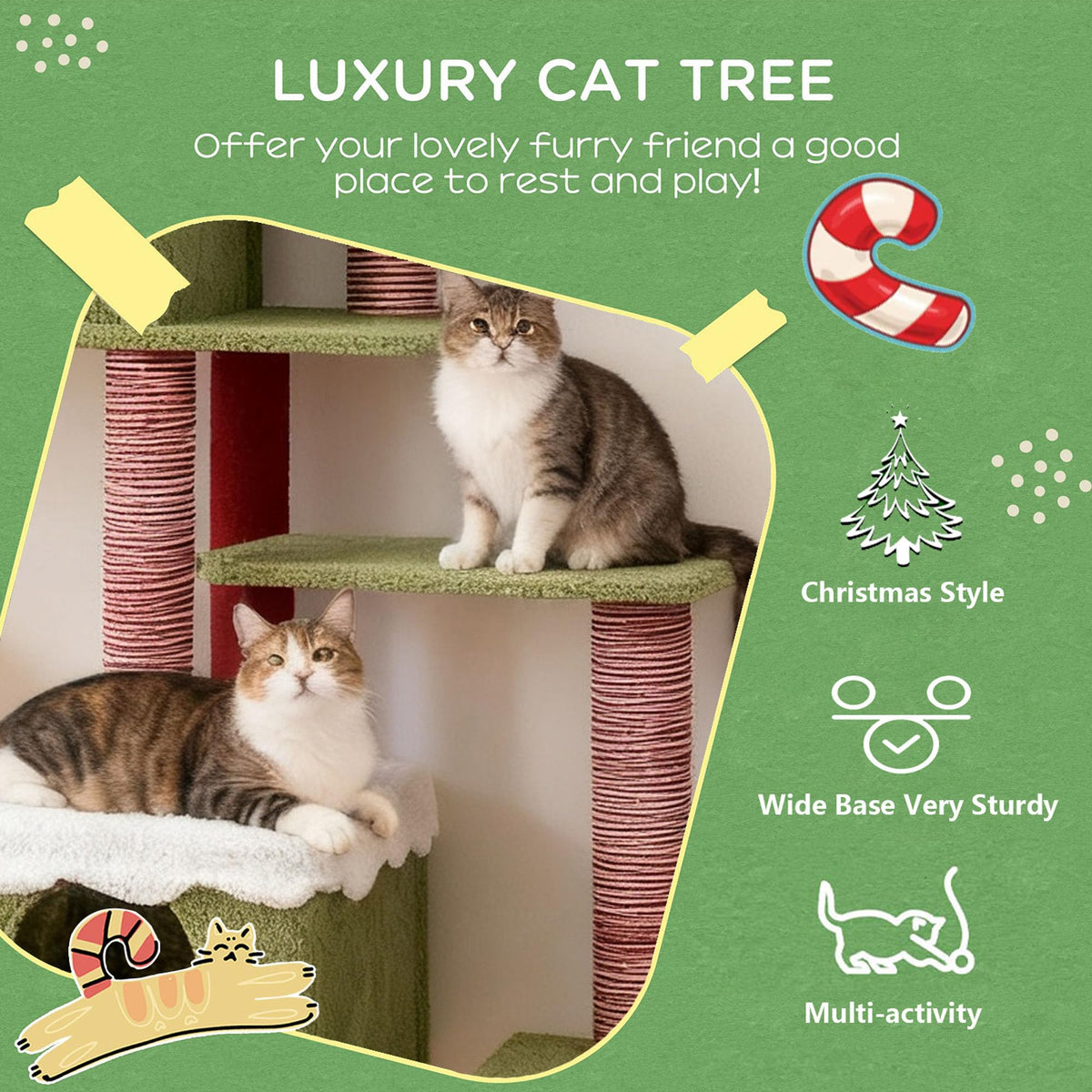 70 Inch Cat Tree with 3 Condos & Climbing Ladder F102239