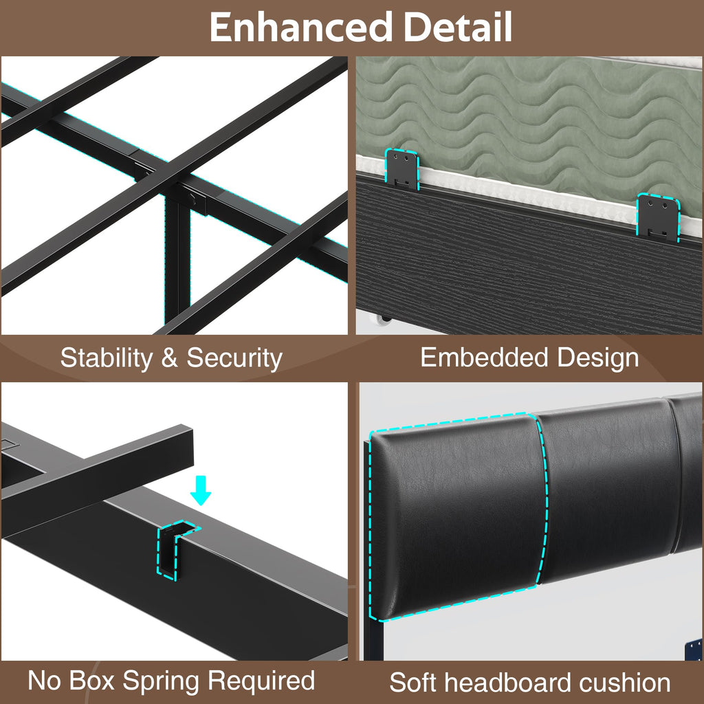 Black Corner Bed Frame Full with Storage and Desk A64169