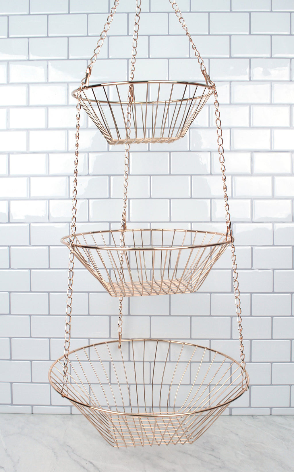 3-Tier Copper Wire Hanging Baskets H53109