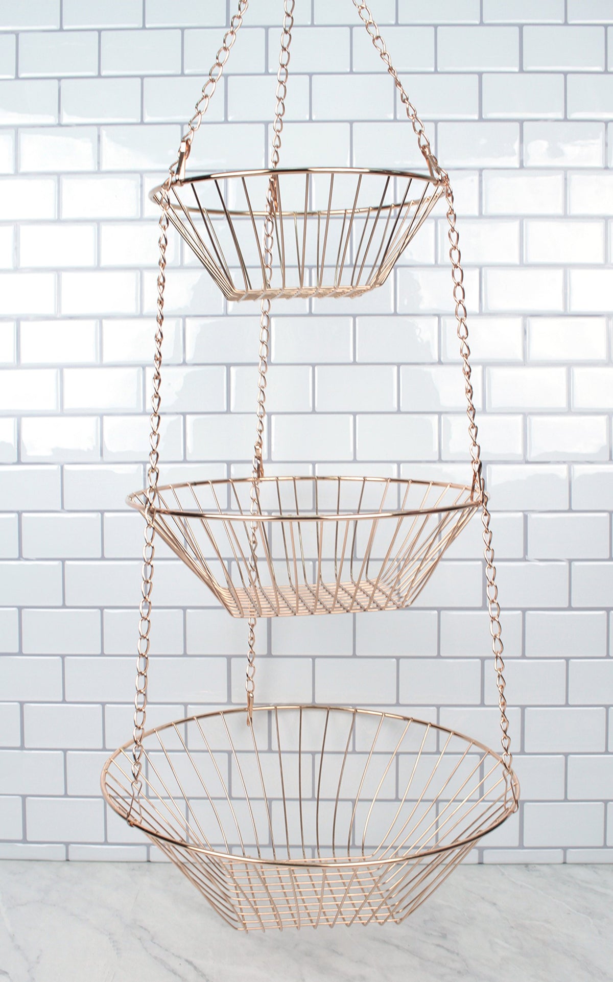 3-Tier Copper Wire Hanging Baskets H53109