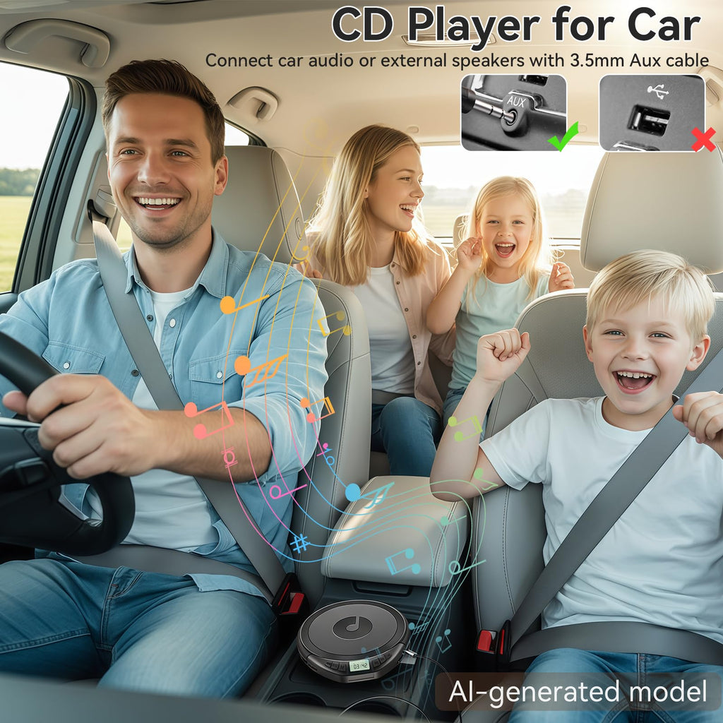 Portable CD Player with Headphones Anti-Skip Shockproof LCD Display H5133