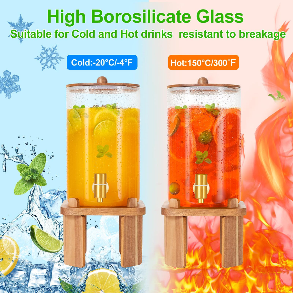 Glass Drink Dispenser with Stand U998