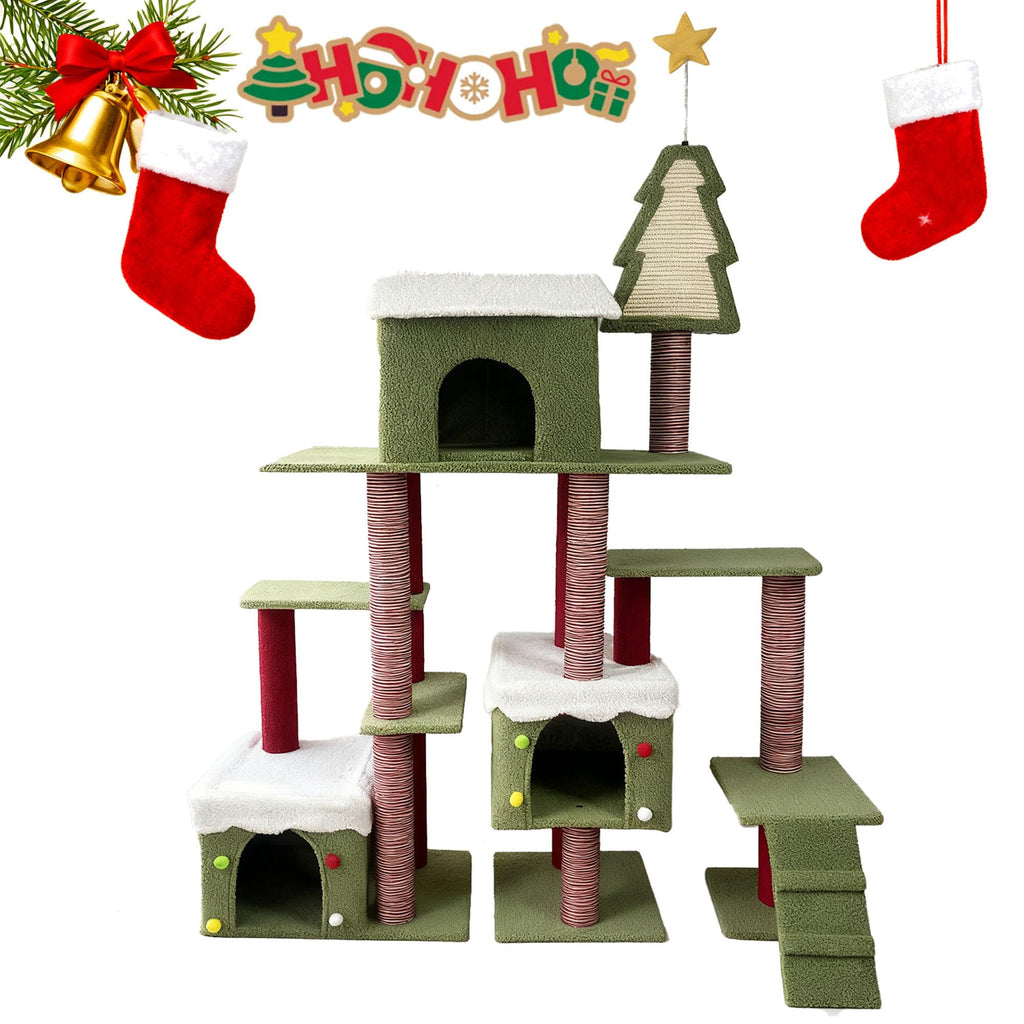 70 Inch Cat Tree with 3 Condos & Climbing Ladder F102239