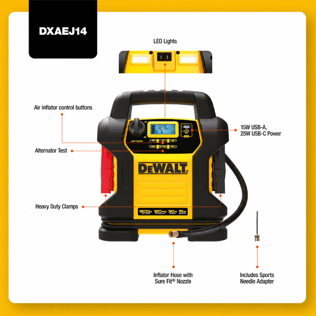 2000 Peak Amp Jump Starter with 120 PSI Air Inflator M134