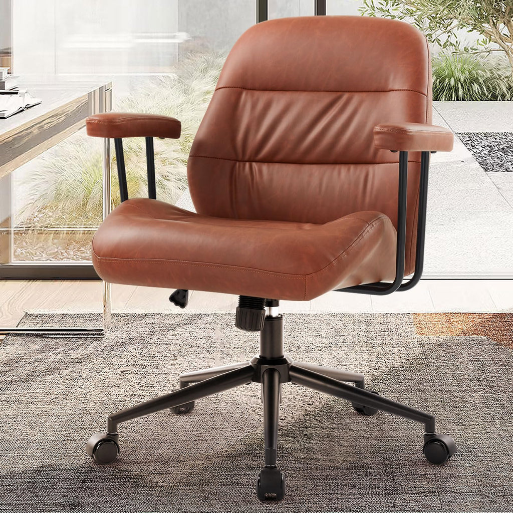 Leather Home Office Chair with Removable Armrests N83163