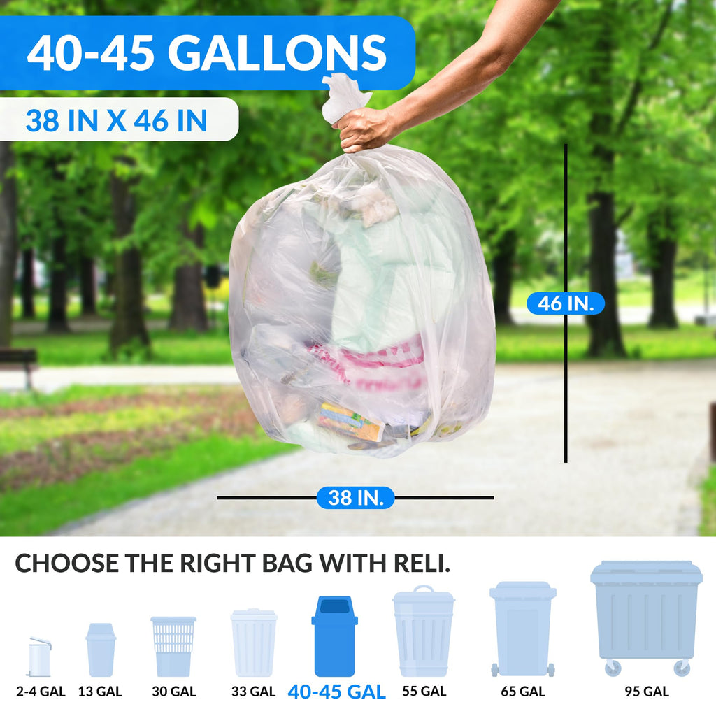 Clear Trash Bags with Twist Ties 250 Count Heavy Duty L7618