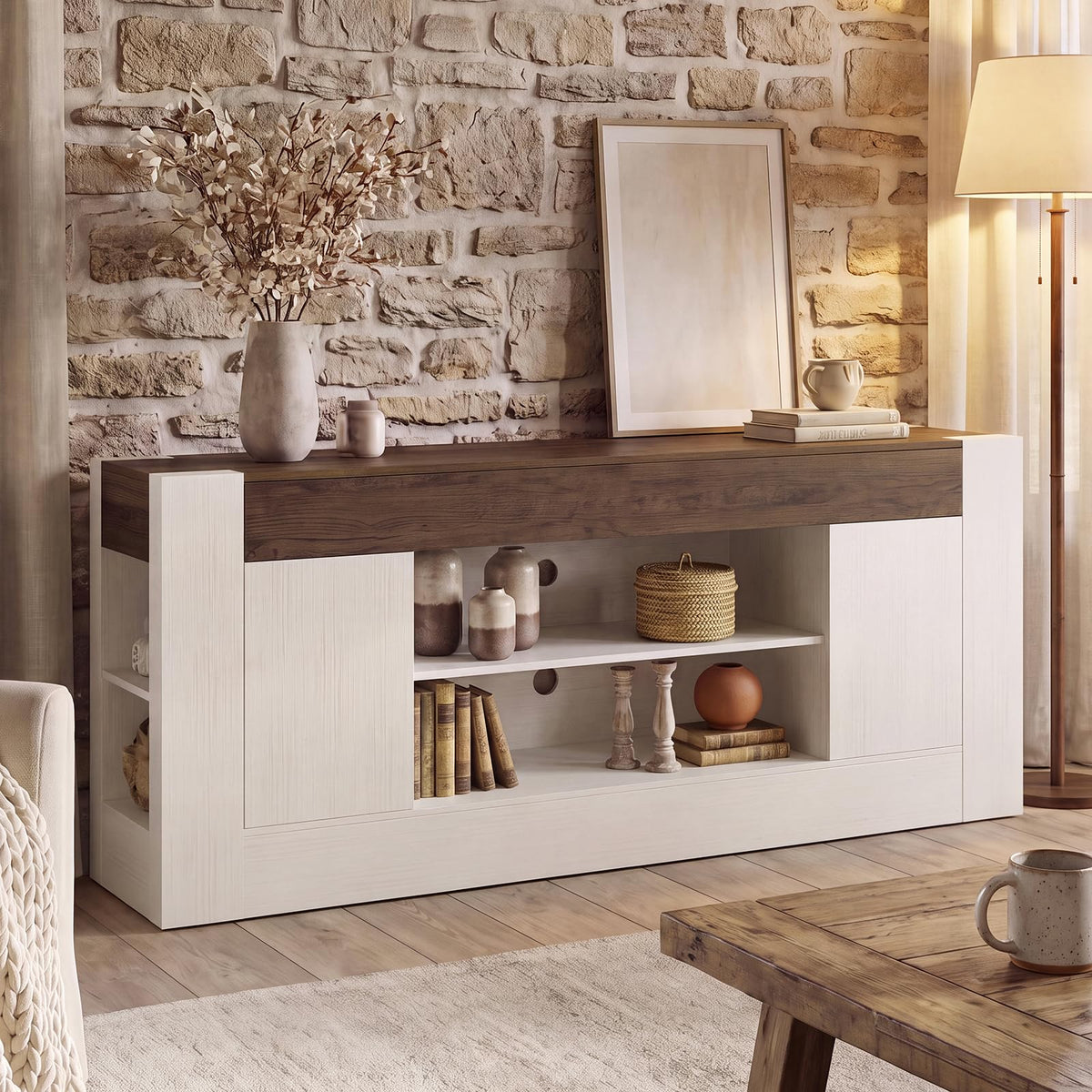 White TV Stand with Storage D22452