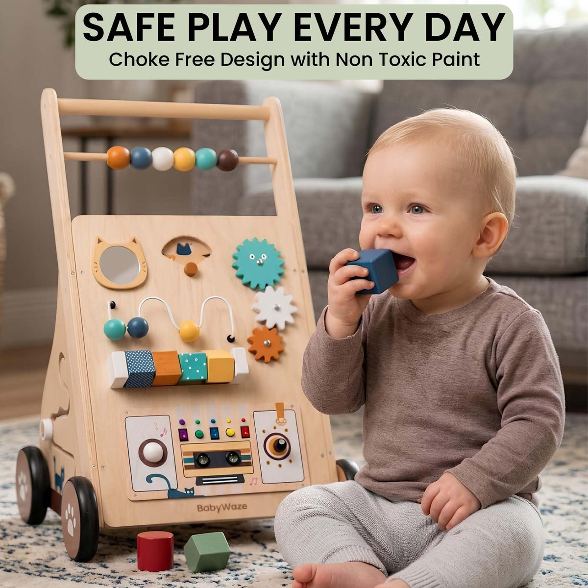 Wooden Baby Walker with Wheels W9232