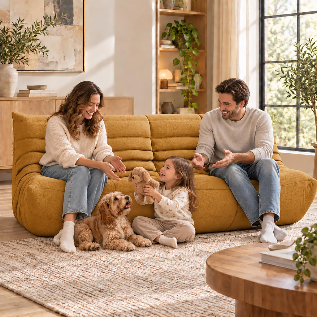 Yellow 3 Seater Bean Bag Sofa F91470