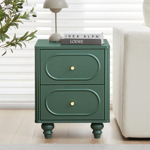 2 Drawer Fluted Nightstand Set of 2 Green L47925