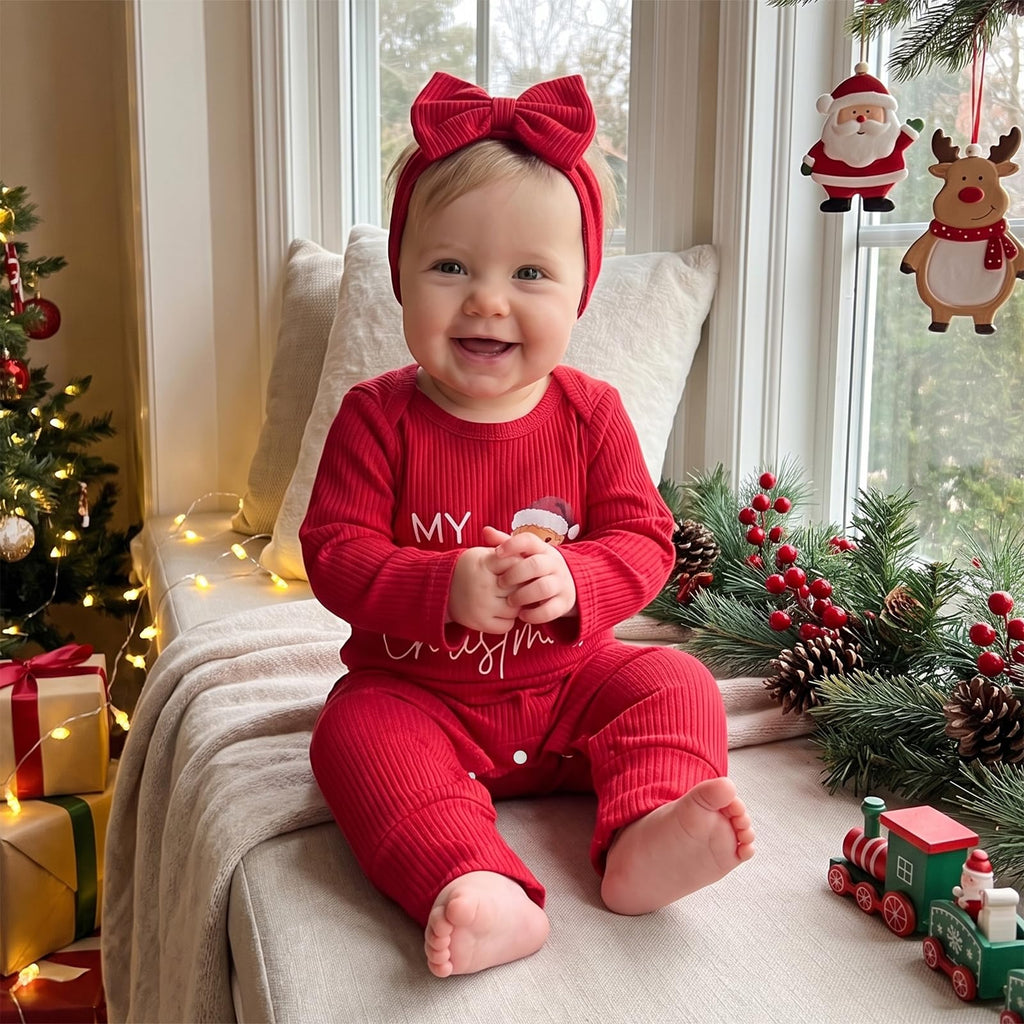 Baby Girl Long Sleeve Romper Headband D17777
