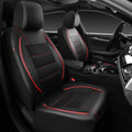 Black Red Faux Leather Front Seat Covers P9498