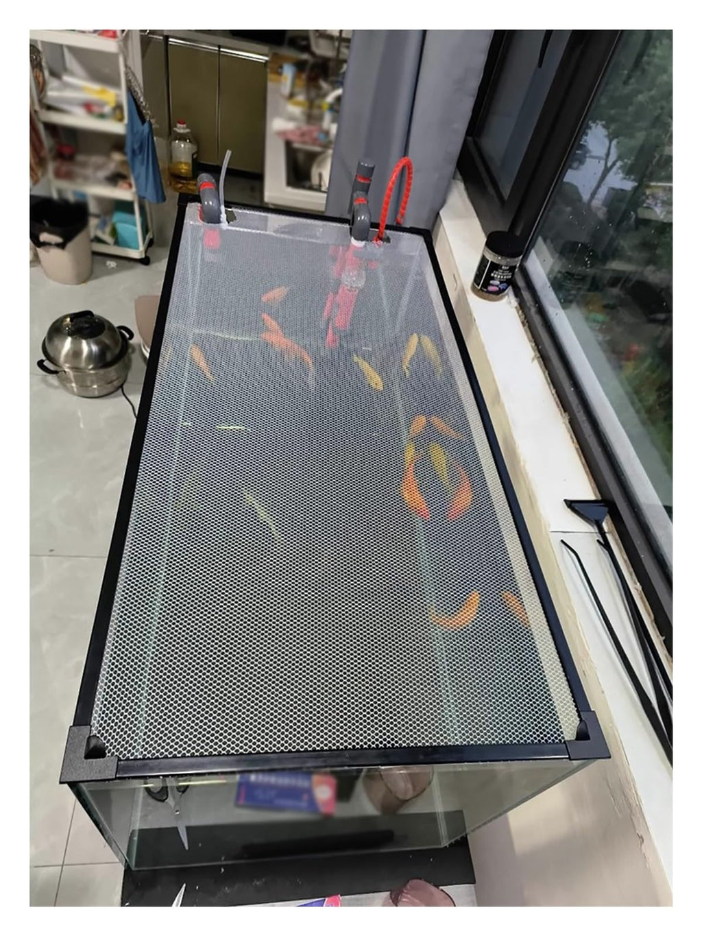 Fish Tank Top Cover Anti-Jumping Net with Magnetic Edges E39372