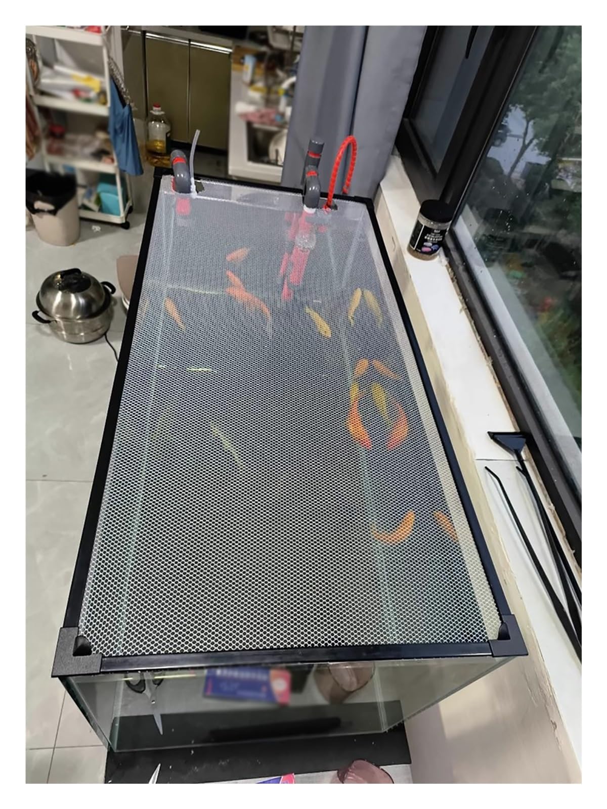 Fish Tank Top Cover Anti-Jumping Net with Magnetic Edges E39372