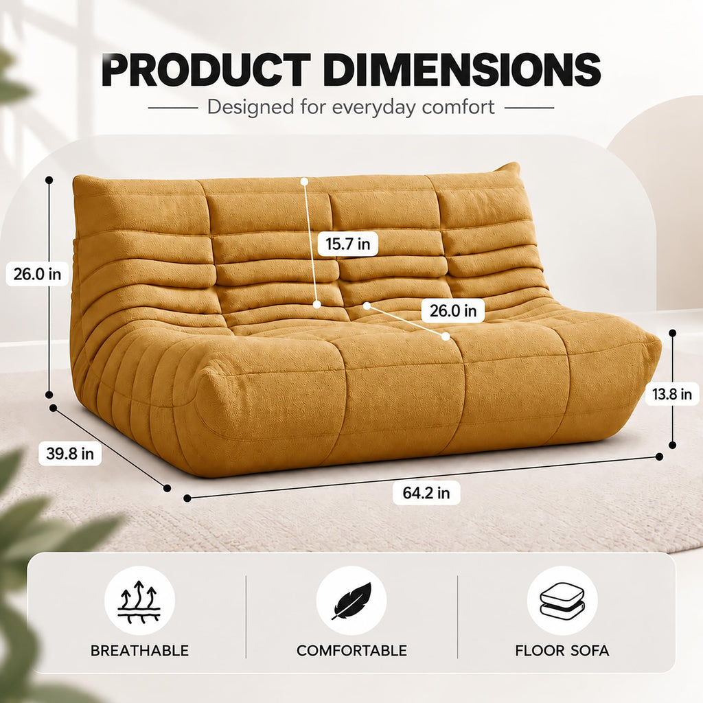 Yellow 3 Seater Bean Bag Sofa F91470