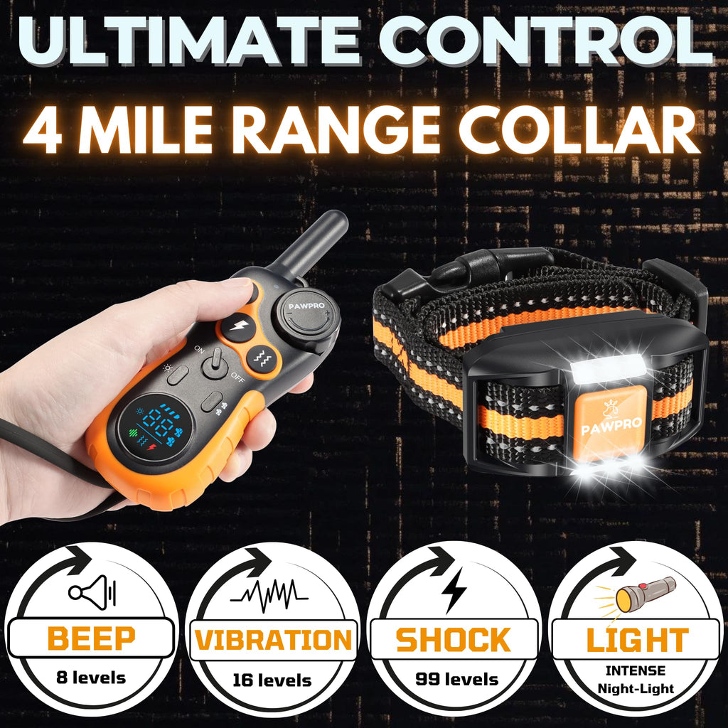 Dog Shock Collar with Remote, 4-Mile Range, Waterproof Rechargeable X97944