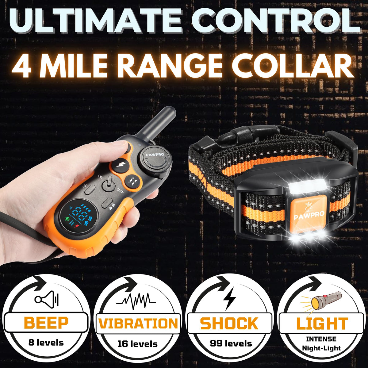 Dog Shock Collar with Remote, 4-Mile Range, Waterproof Rechargeable X97944