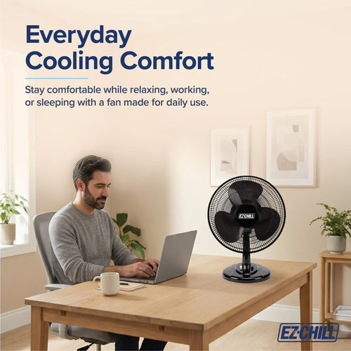 16" 3-Speed Oscillating Table Fan Black A1498
