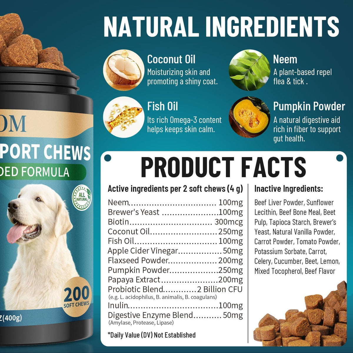 Chewable Flea and Tick Prevention for Dogs & Cats, 400 Treats G964
