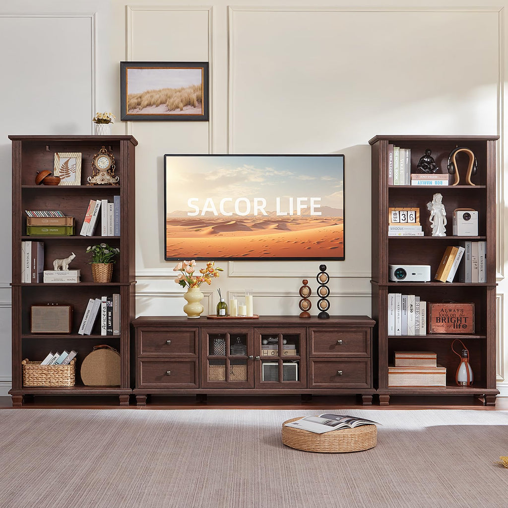 Farmhouse TV Stand with Glass Doors C71561