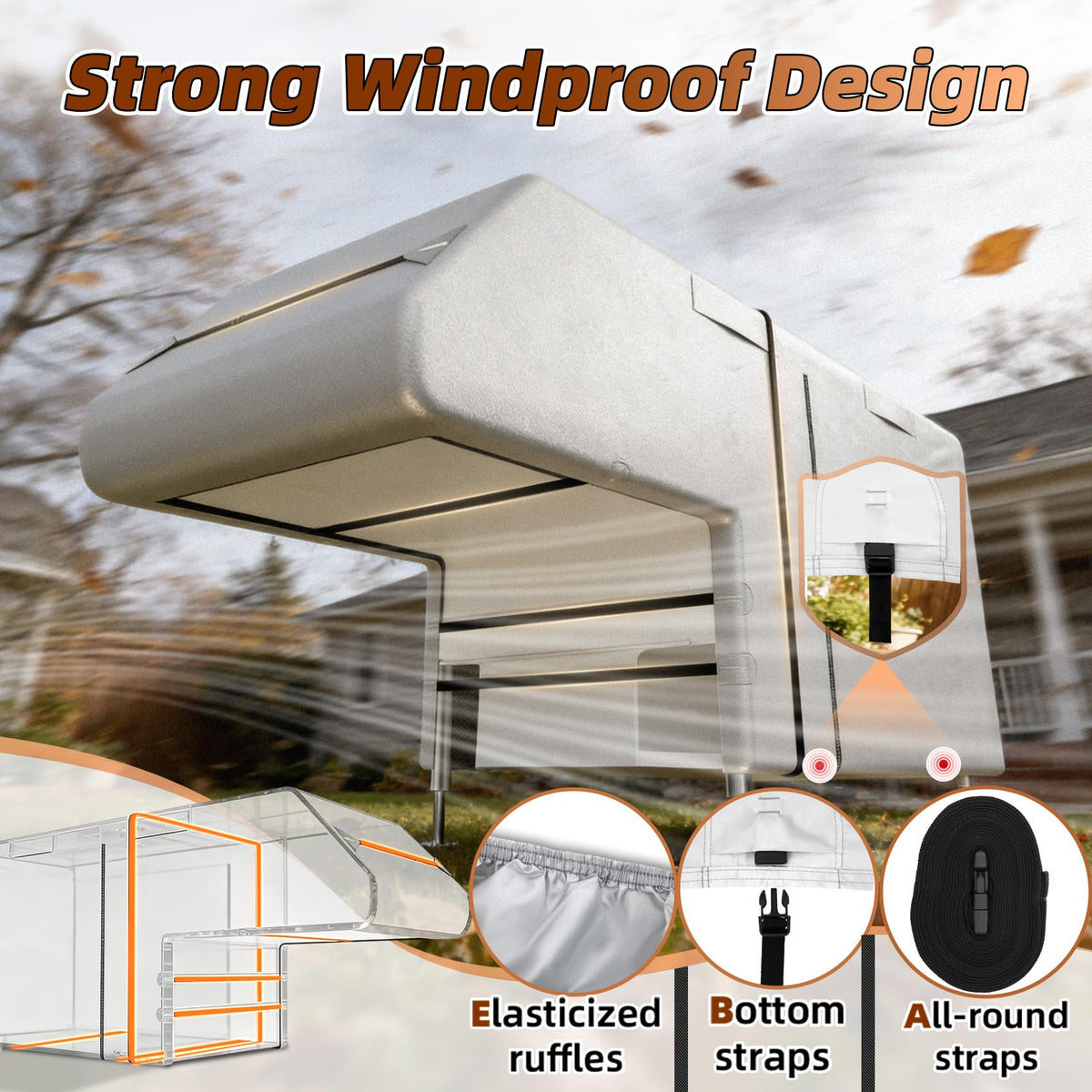 10-12ft Truck Camper Cover 300D Oxford S506