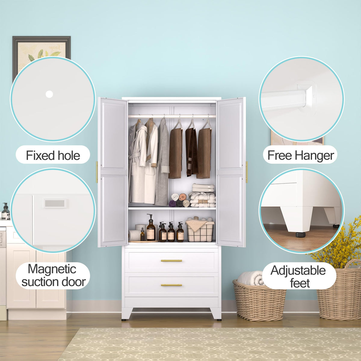 Metal Armoire Wardrobe Closet A135318