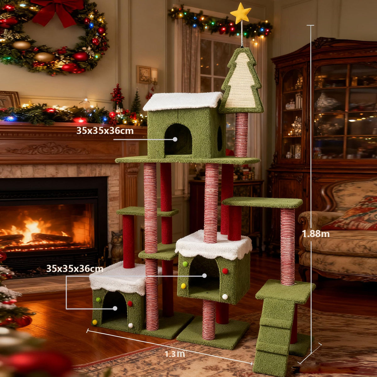 70 Inch Cat Tree with 3 Condos & Climbing Ladder F102239