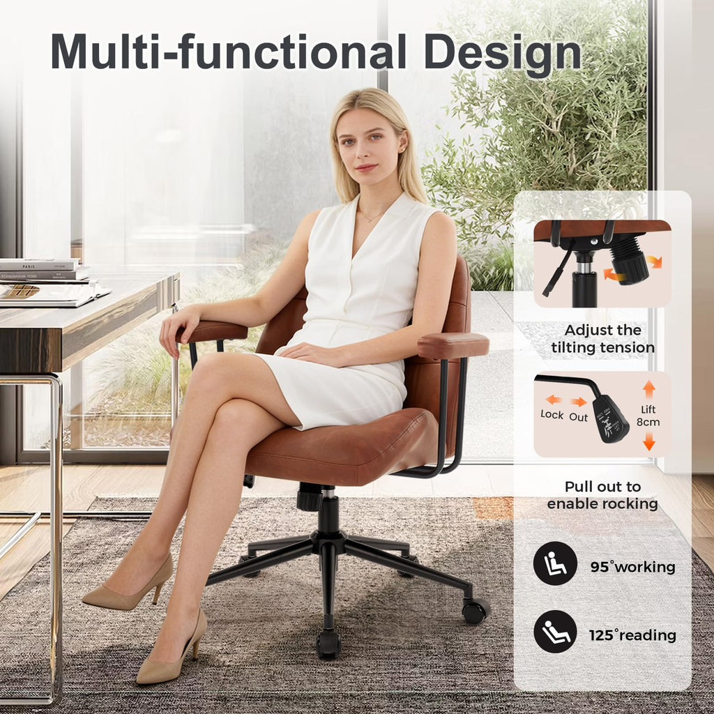 Leather Home Office Chair with Removable Armrests N83163