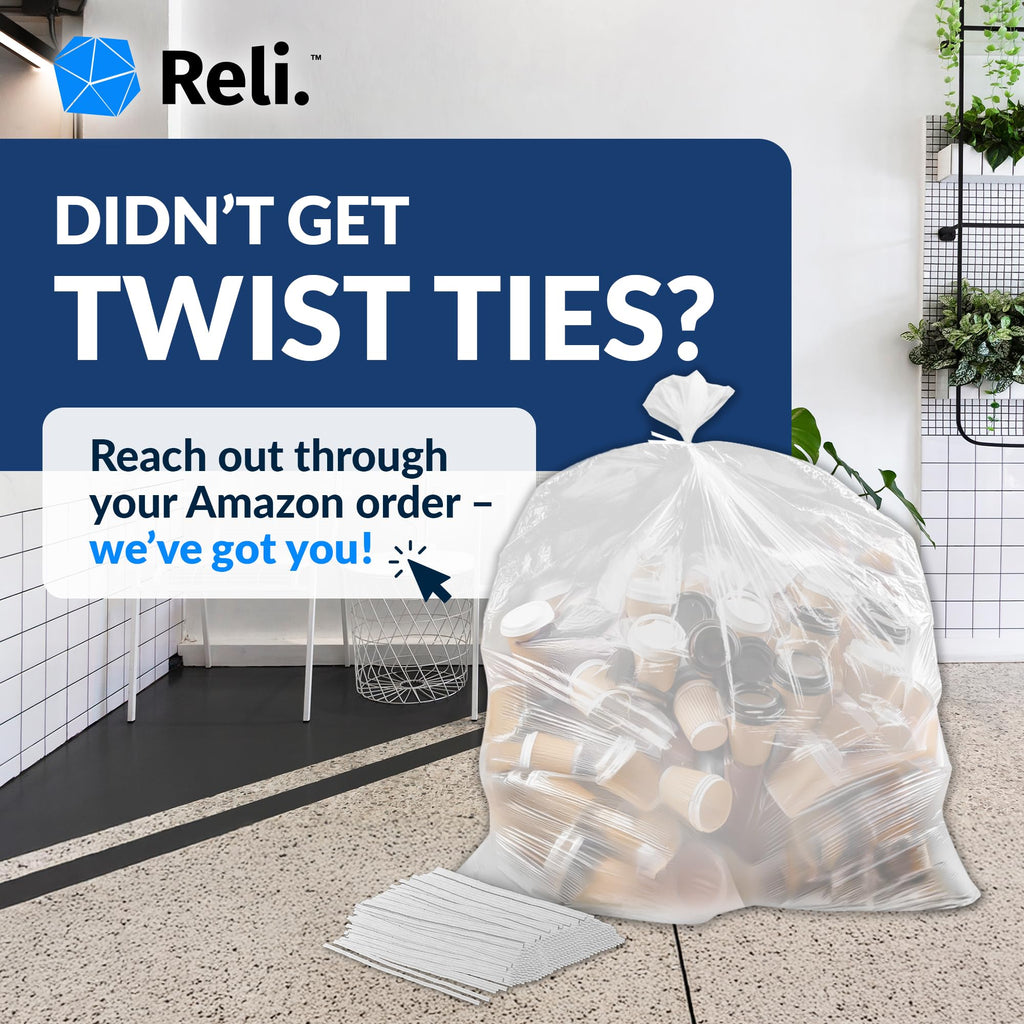 Clear Trash Bags with Twist Ties 250 Count Heavy Duty L7618
