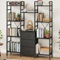Black 4-Tier Bookshelf with 3 Fabric Drawers V962035