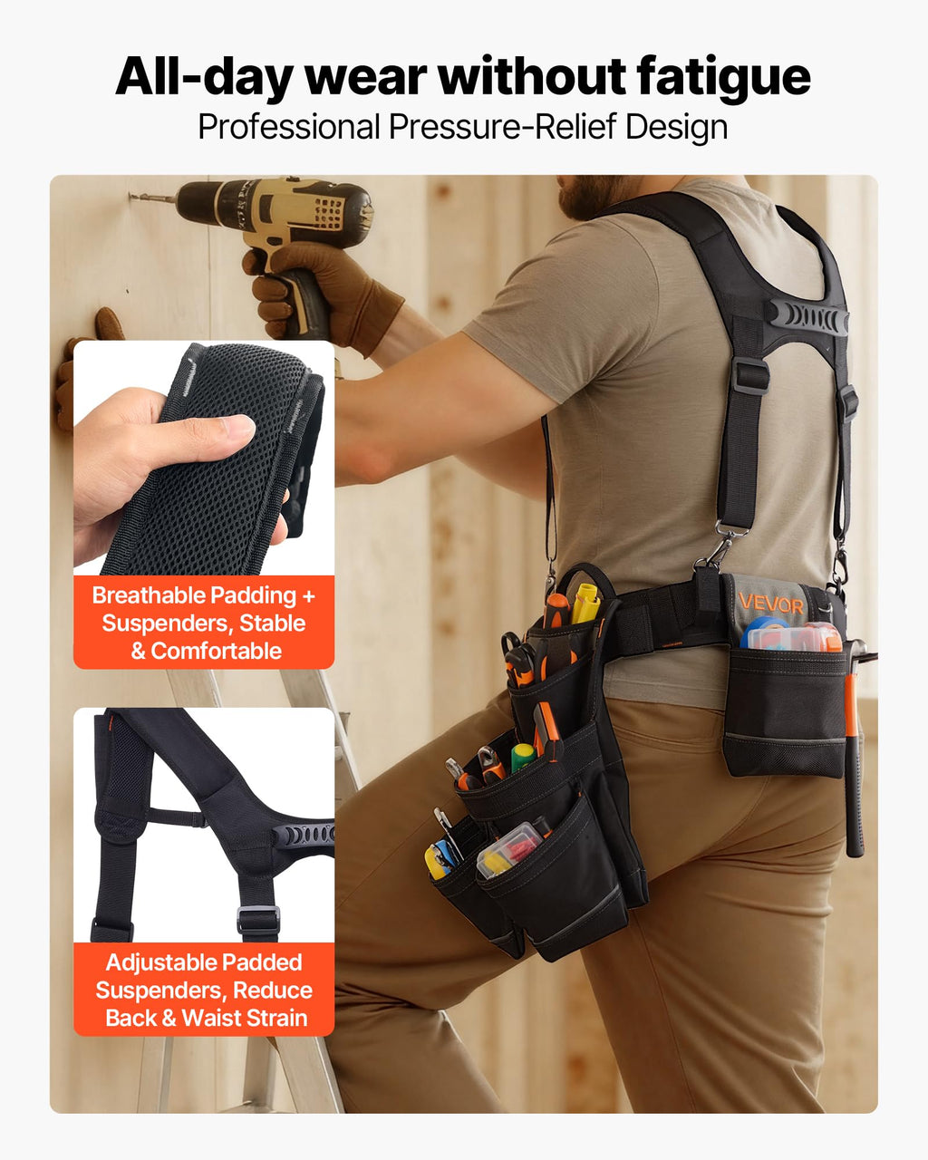 19 Pockets Adjustable Tool Belt with Suspenders F19315