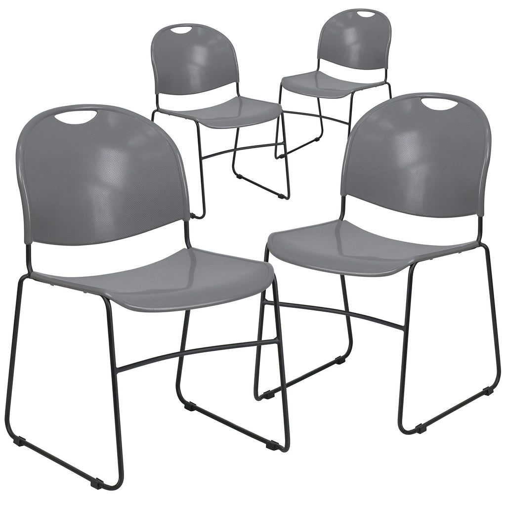 Gray 4 Pack Stack Chair with Black Frame N123