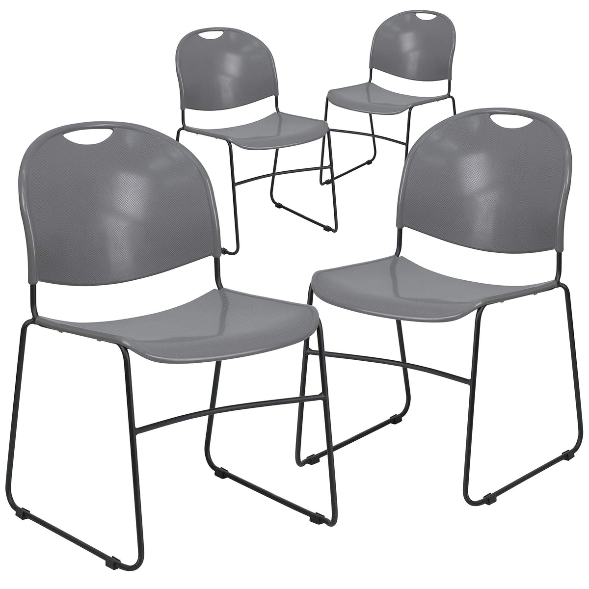 Gray 4 Pack Stack Chair with Black Frame N123