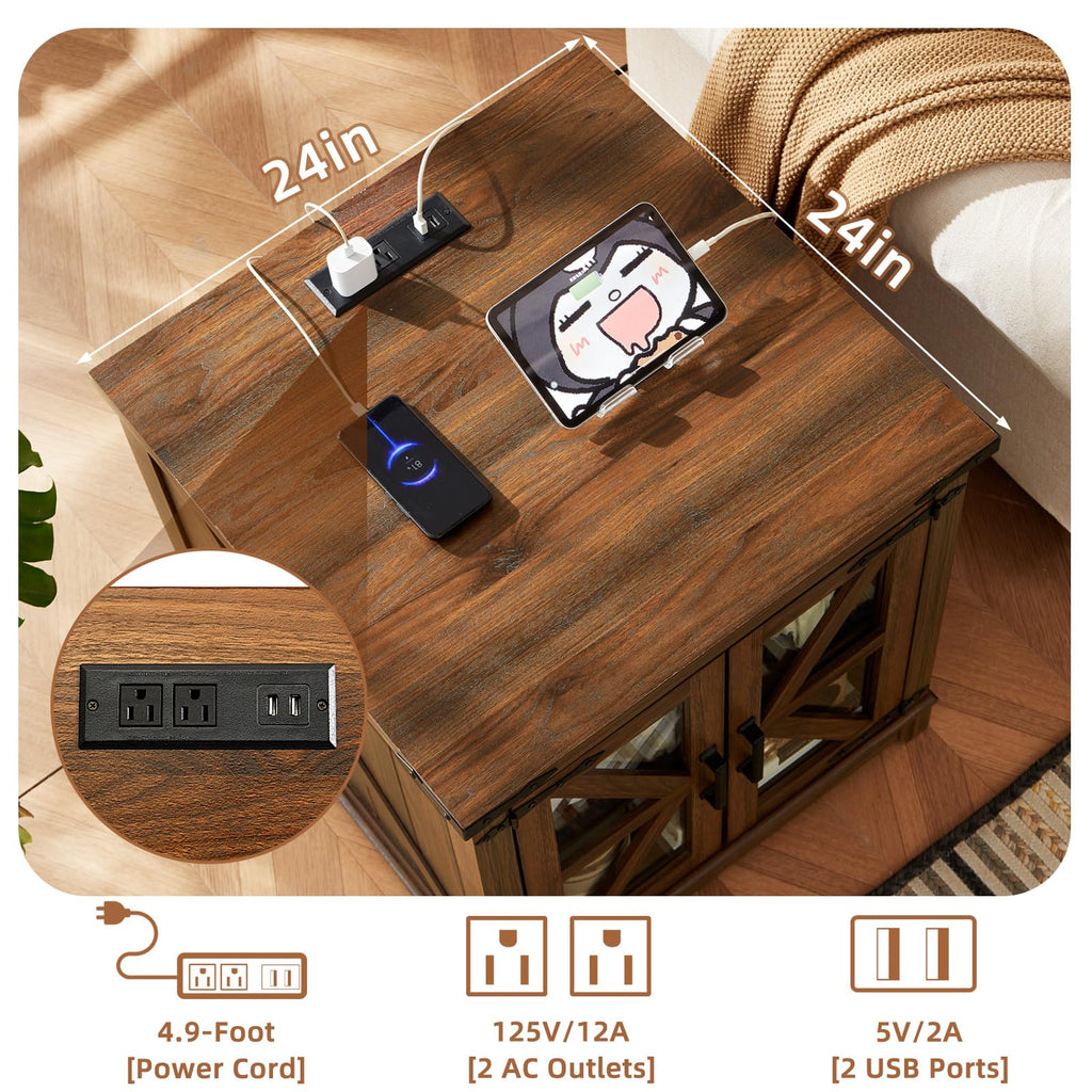 End Table Set 2 with Charger T7410