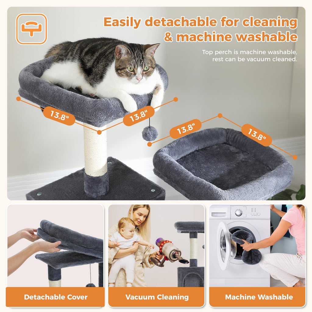 70 Inches Tall Dark Gray Cat Tree with 2 Condos C676