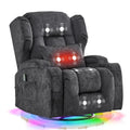 Velvet Gray Swivel Rocker Recliner with Massage and Heat Z2865