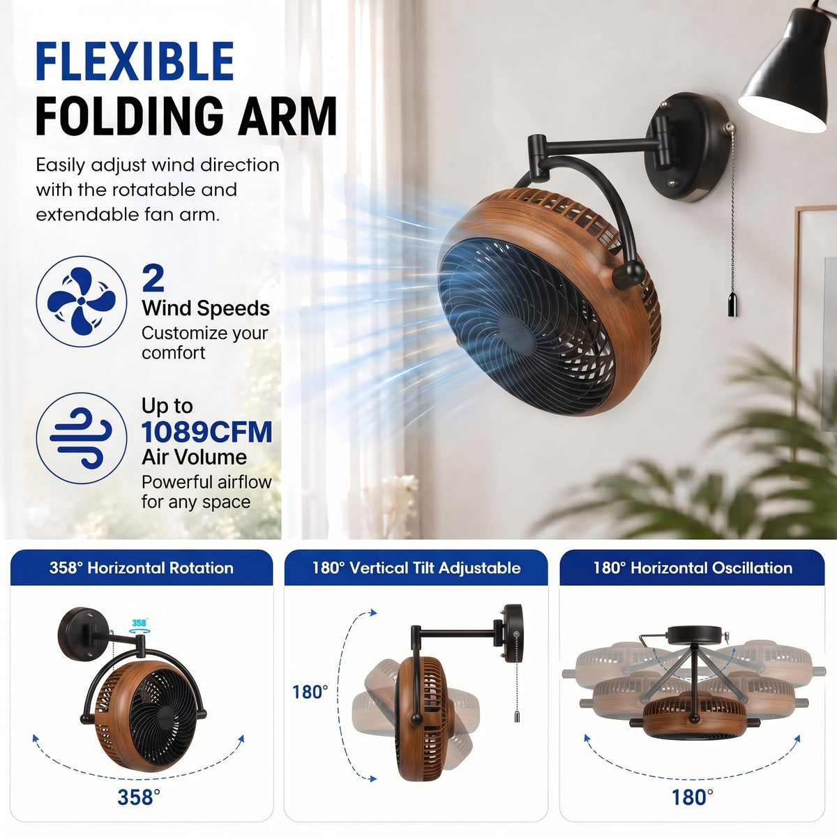10 Inch Oscillating Wall Mount Fan U616