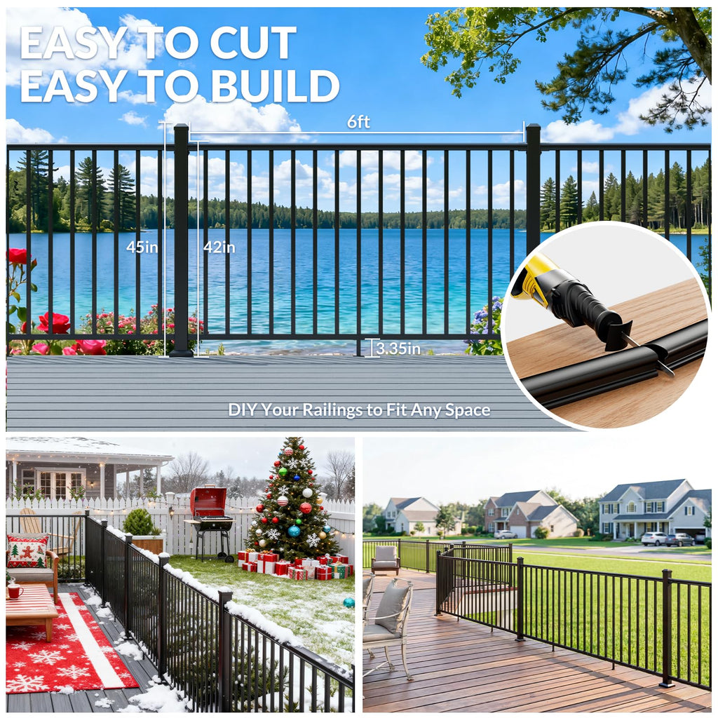 3 Pack Aluminum Porch and Deck Railing Kit with 4 Post A579