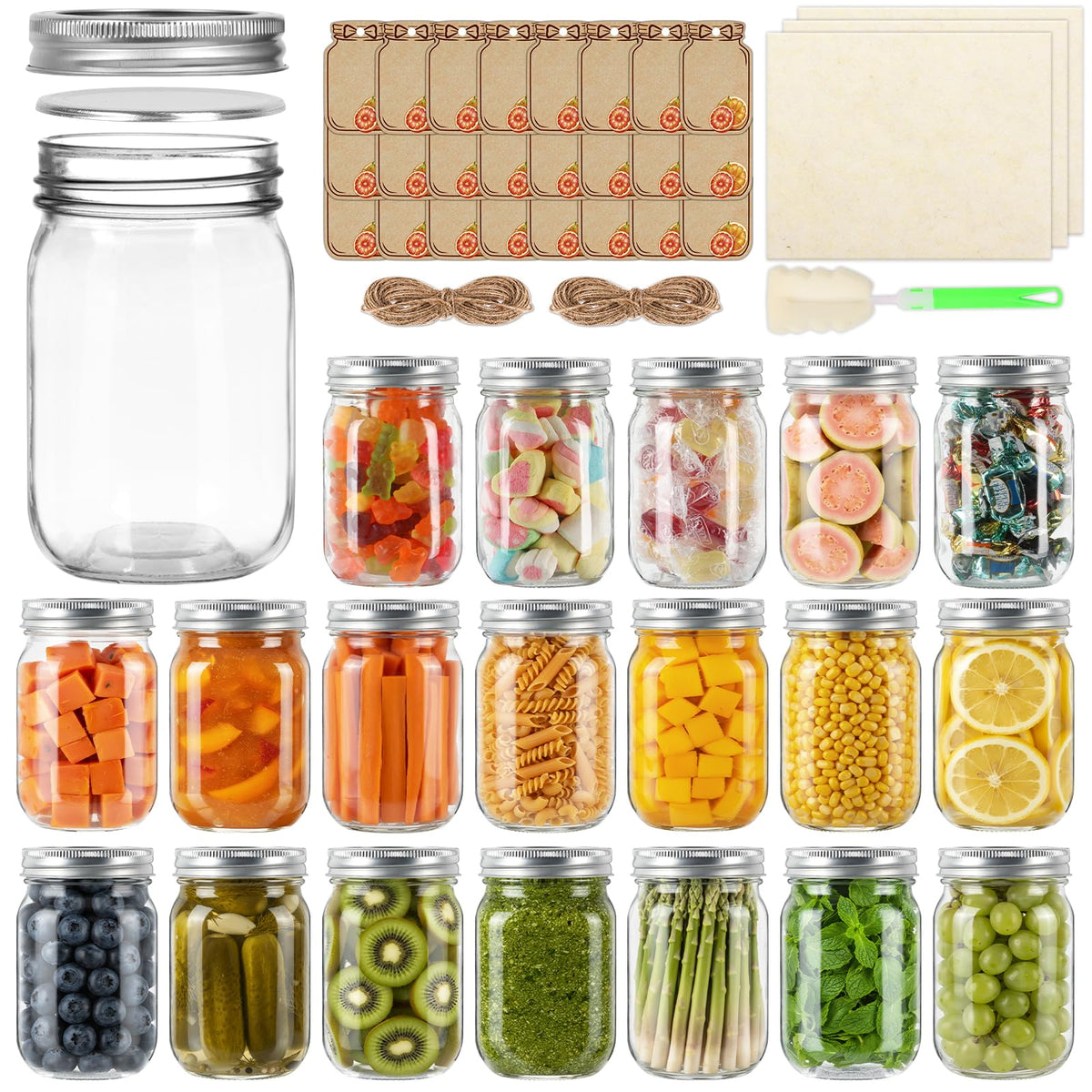 12 oz Mason Jars with Lids 20 Pack K53448