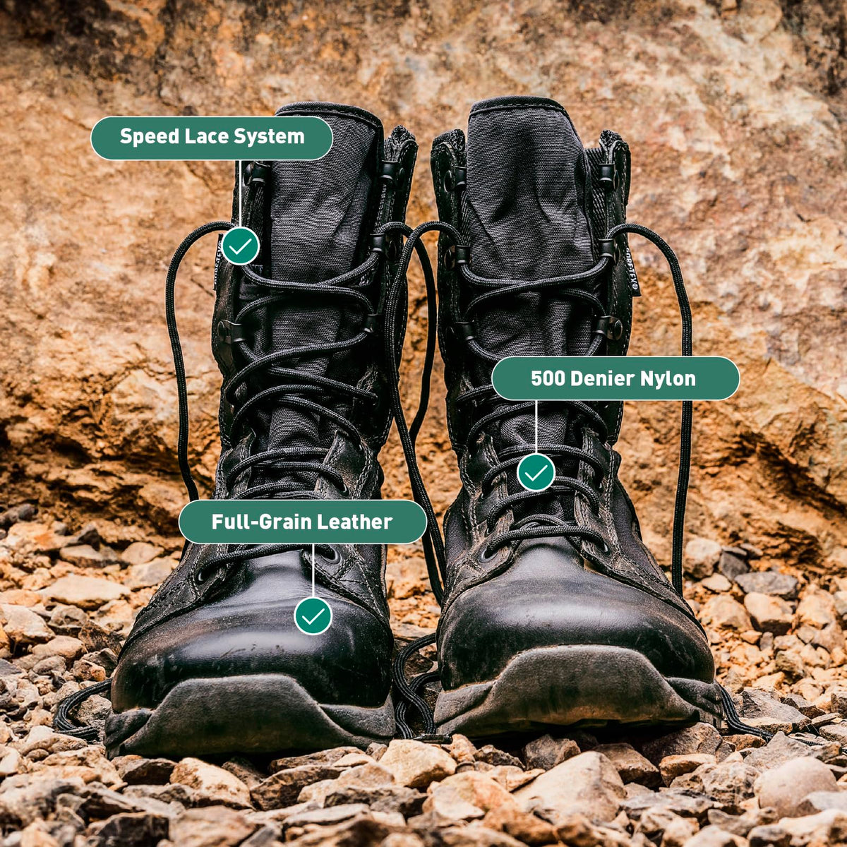 Black Waterproof Tactical Boots G324