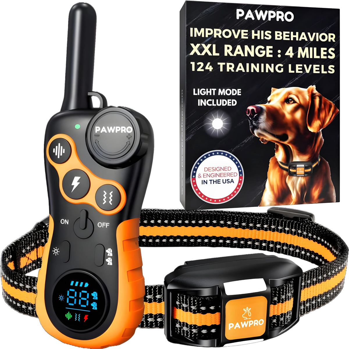 Dog Shock Collar with Remote, 4-Mile Range, Waterproof Rechargeable X97944