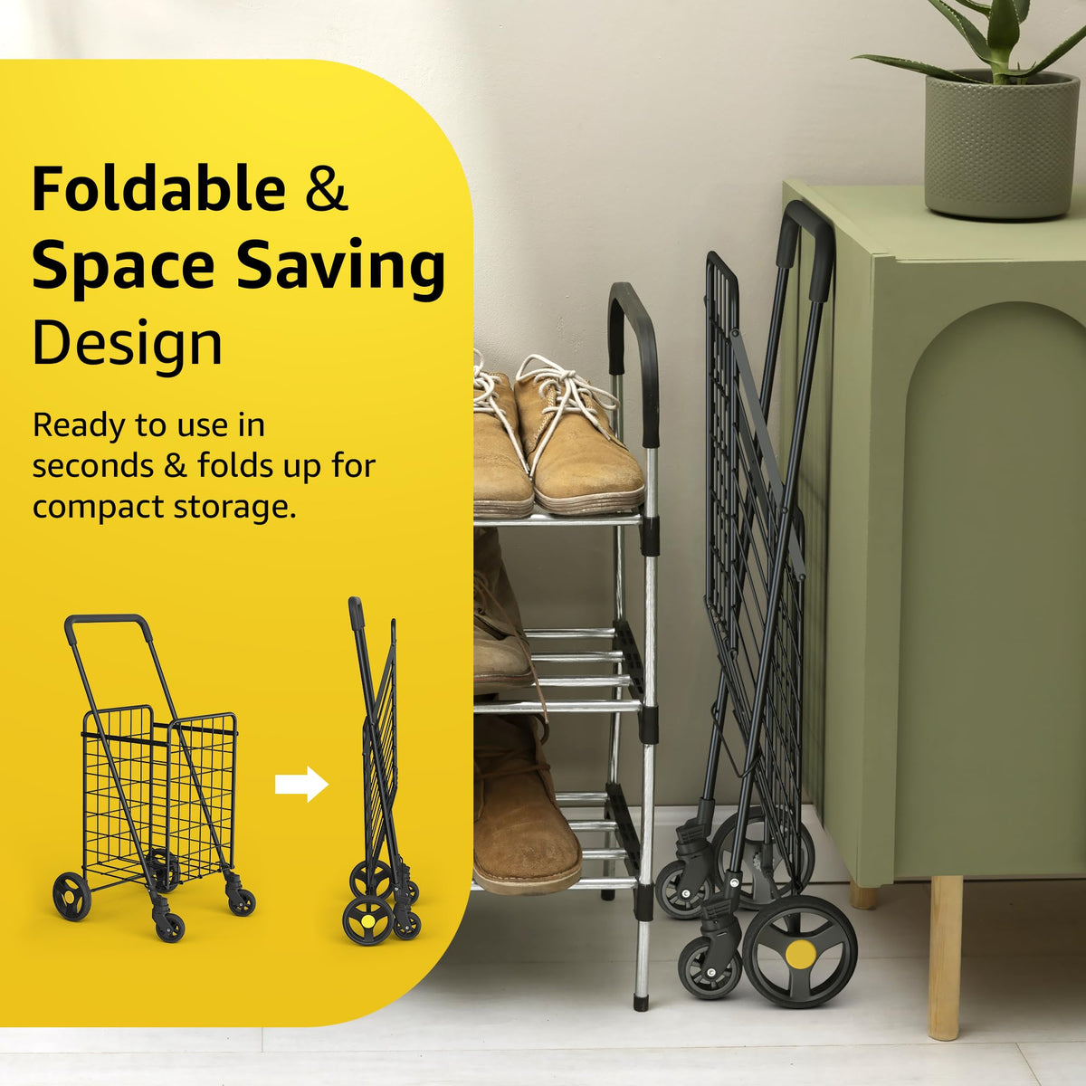 Black Foldable Lightweight Utility Cart J5704