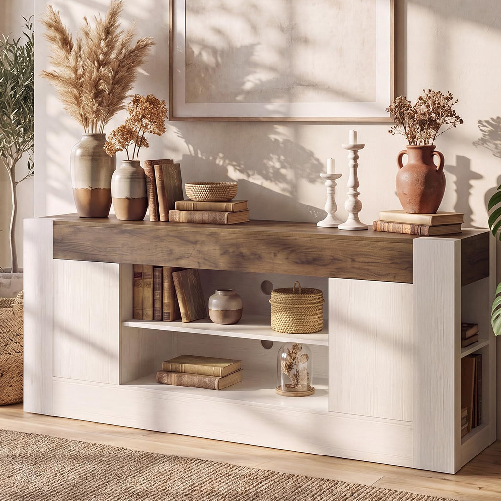 White TV Stand with Storage D22452