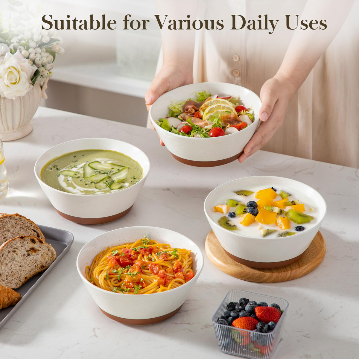 Ceramic Soup Bowl Set of 4 and Baking Dish W73223