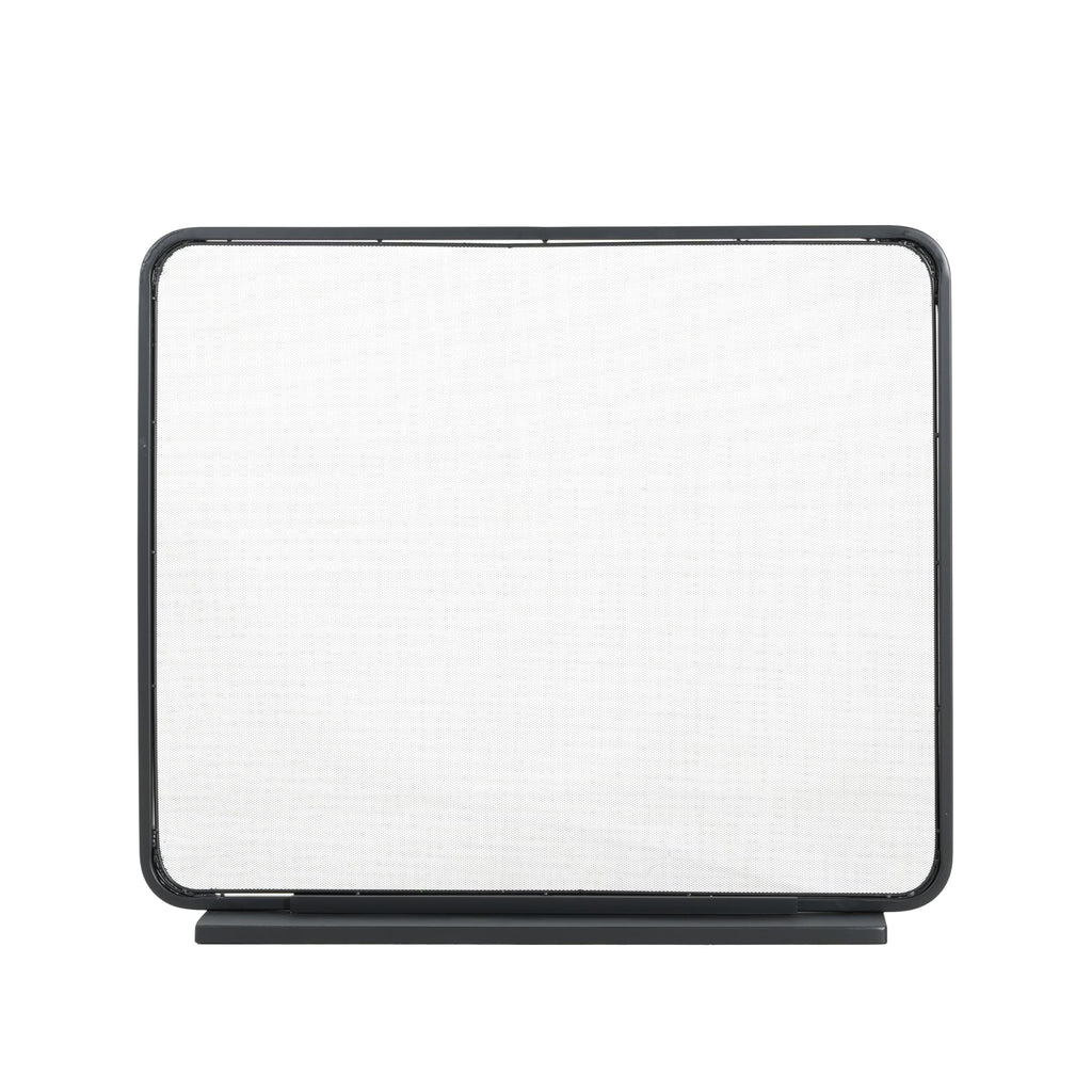 Black Iron Fireplace Screen with Decorative Mesh L382741