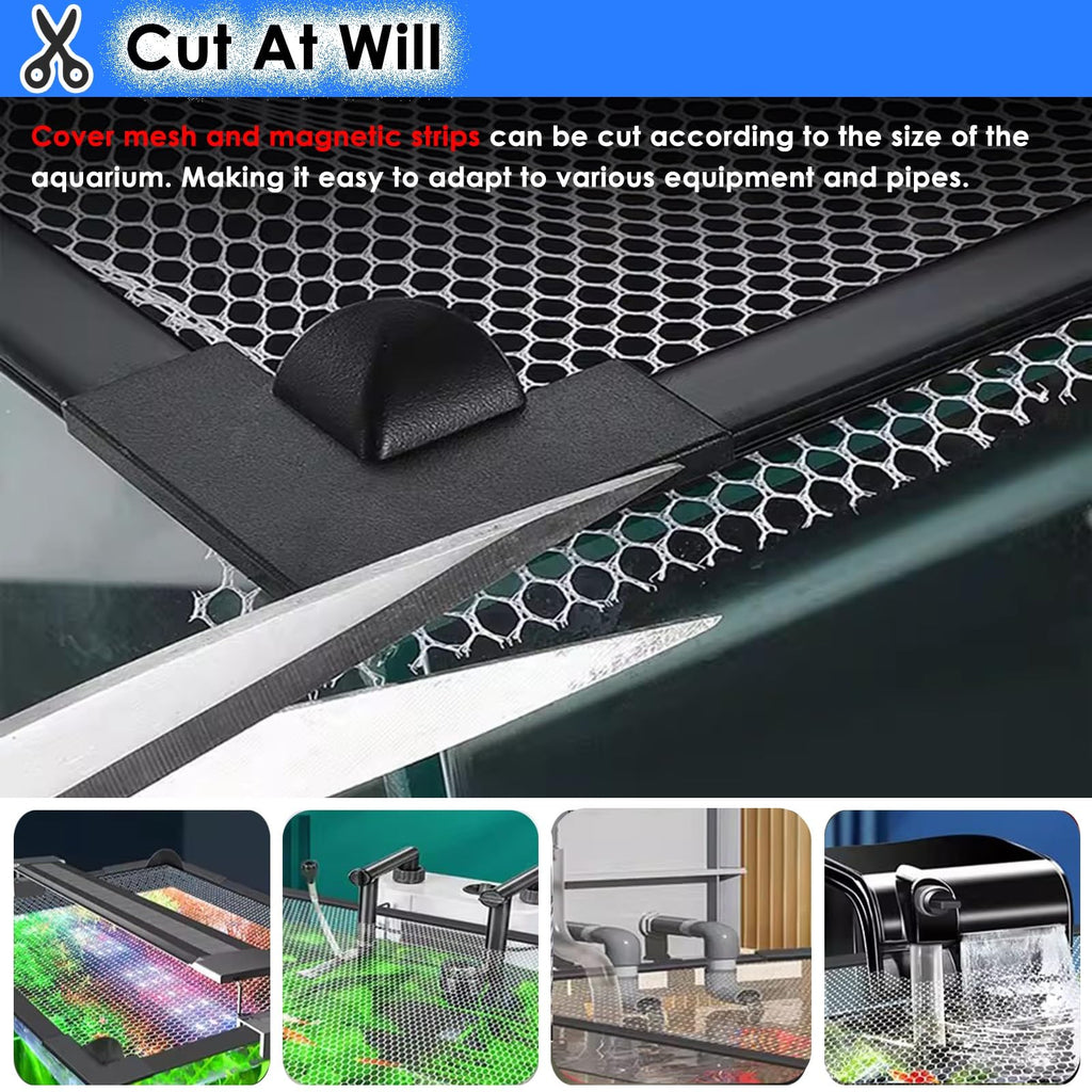 Fish Tank Top Cover Anti-Jumping Net with Magnetic Edges E39372